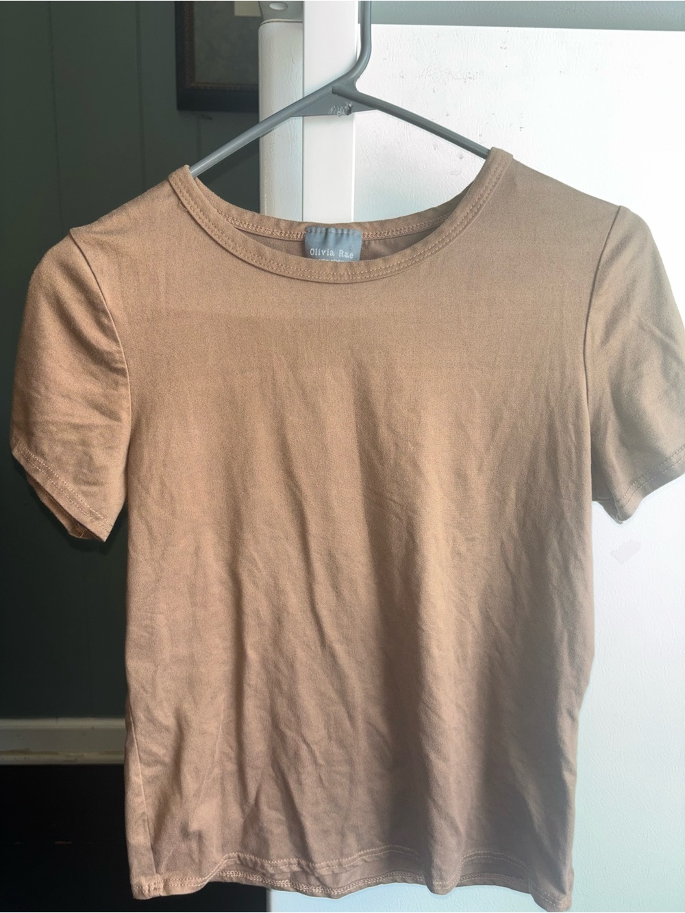 Olivia Rae women’s  Crew Neck Tan T-Shirt